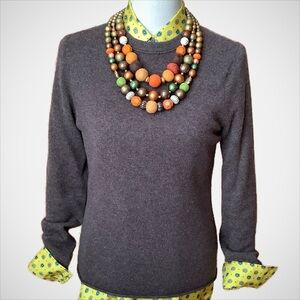 J. CREW Heathered Brown Cashmere Crew Neck Sweater Size M